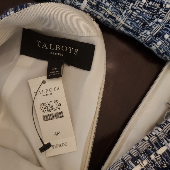 Talbots Petites Cotton/Poly Blend Tapestry 2pc Suit: Navy/Grey/Cream Tweed. NWT. - Picture 11 of 16